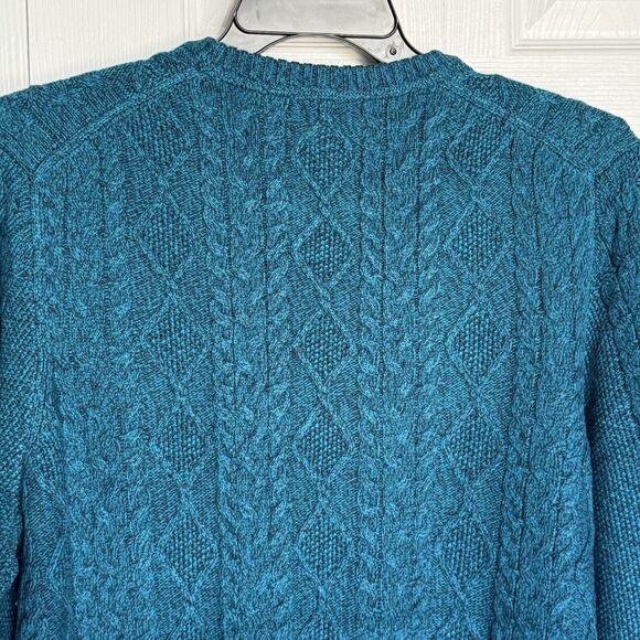 New Cable Knit Jumper Sweater Men’s Size LT Blue Teal Crewneck - Picture 7 of 17